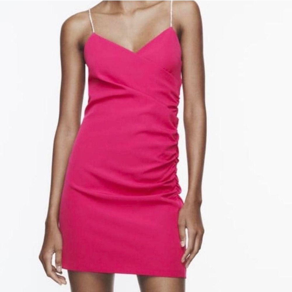 Zara Pink Mini Dress With Shiny Straps Size S New With Tags Party Dress